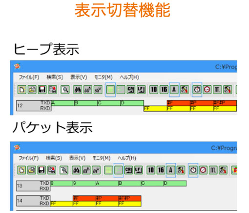 改行して表示できる表示切替機能あり